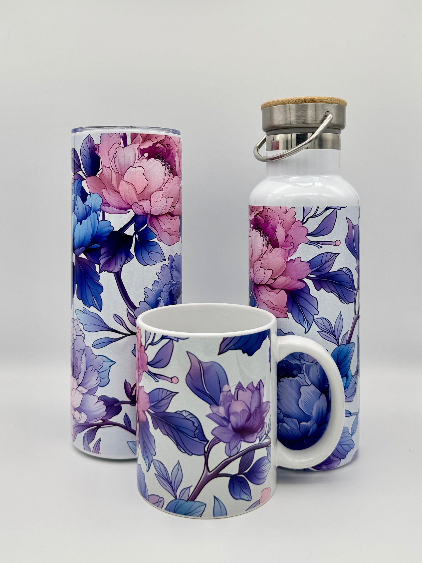 Mug Isotherme 591ml avec Couvercle et Paille - Flowers