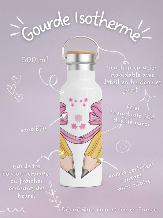 Gourde Isotherme 500 ml - Maîtresse Girly - Personnalisable