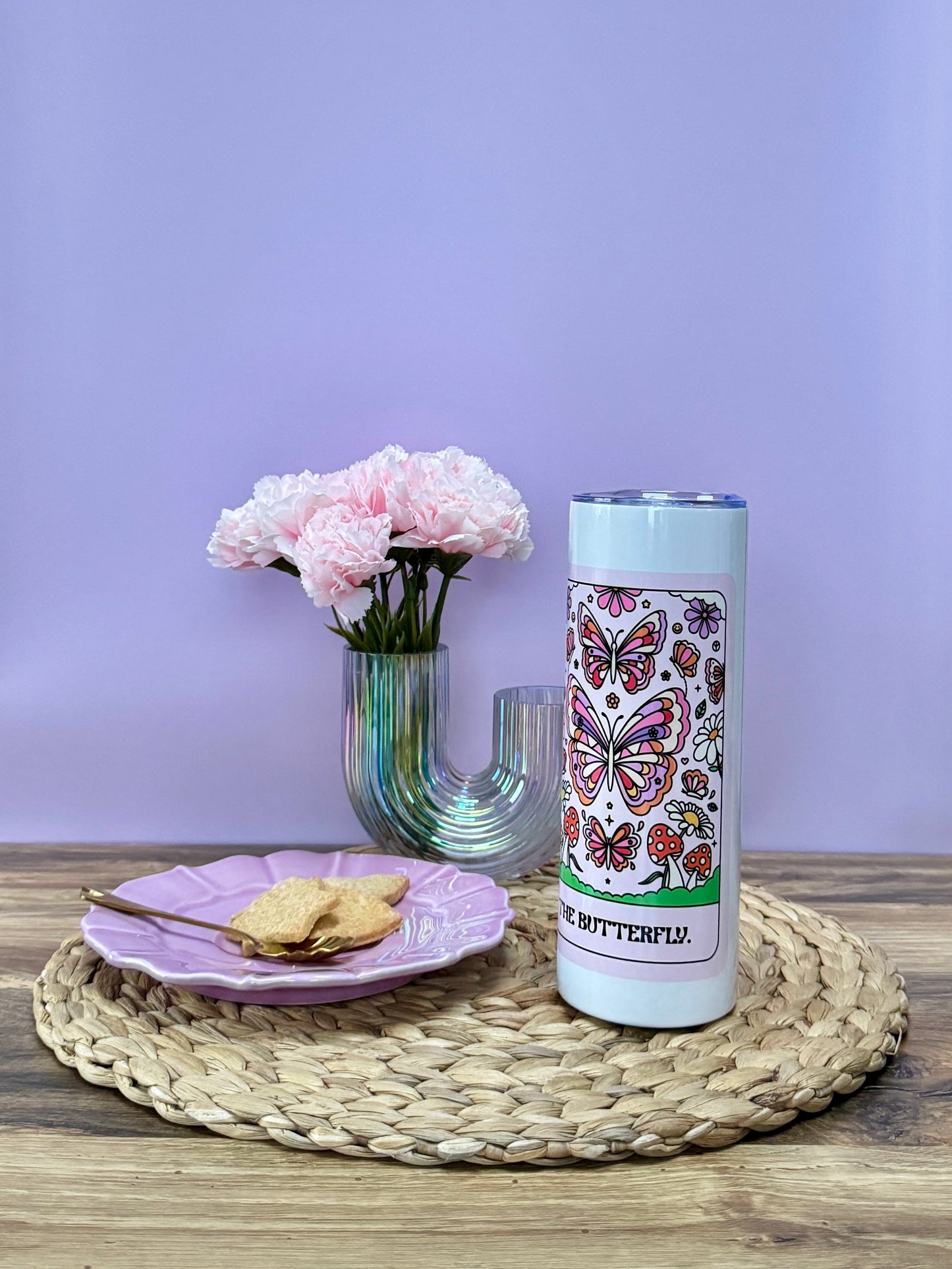 Mug Isotherme 591ml avec Couvercle et Paille - The Butterfly