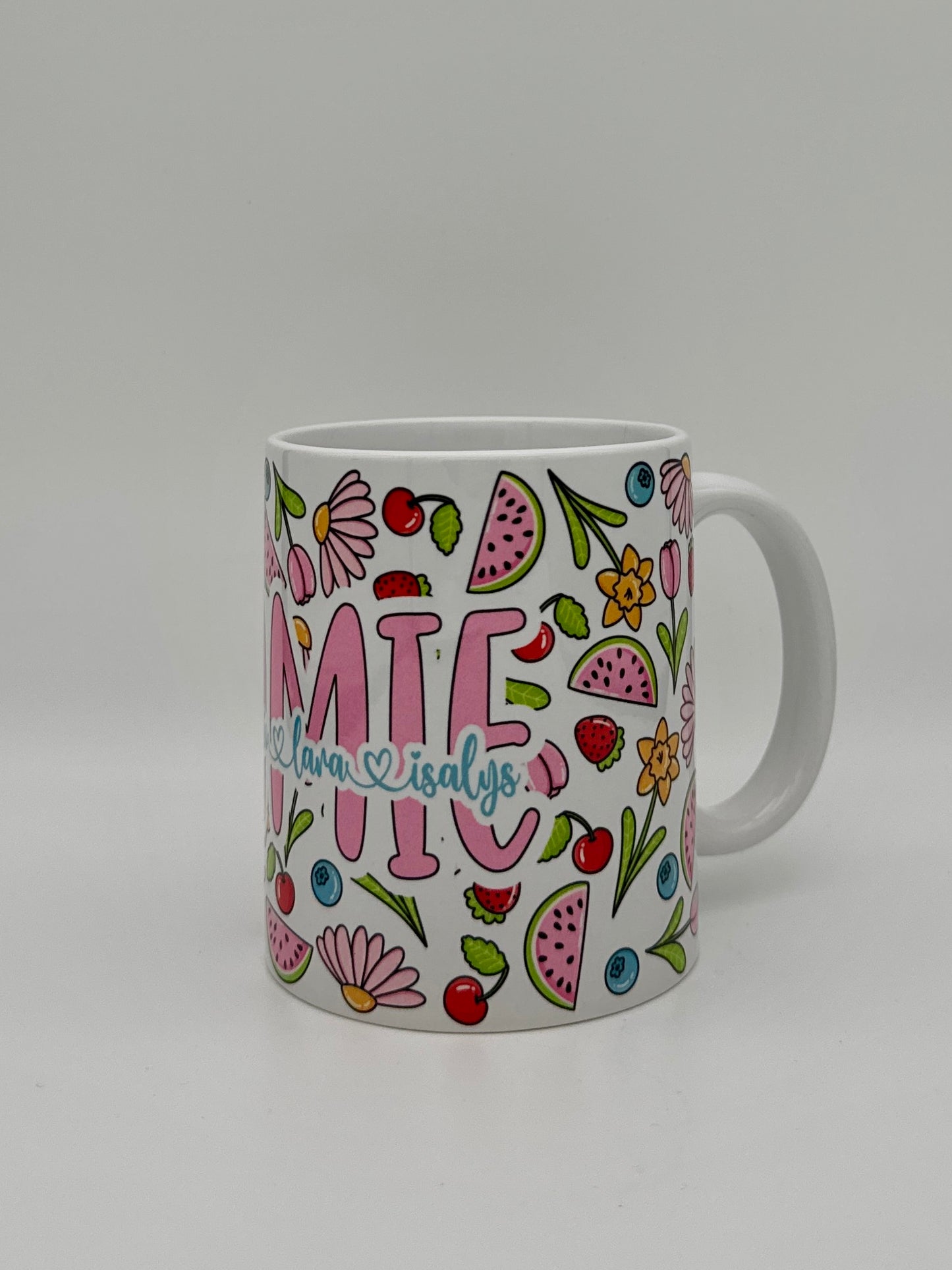 Tasse Céramique 330 ml - Personnalisable - Mamie Fleurs & Fruits