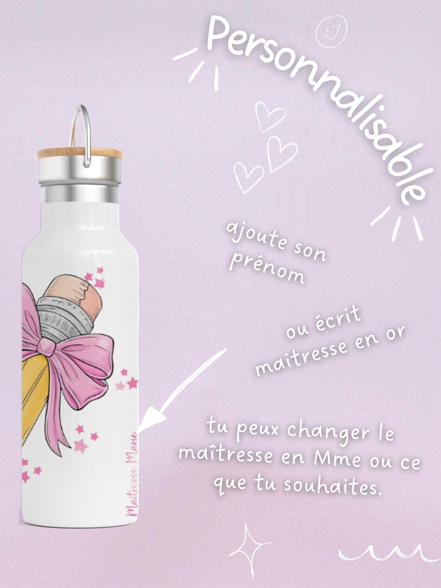 Gourde Isotherme 500 ml - MaĂźtresse Girly - Personnalisable
