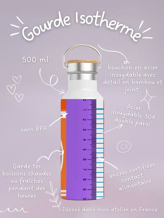 Gourde Isotherme 500 ml - Maîtresse Color - Personnalisable
