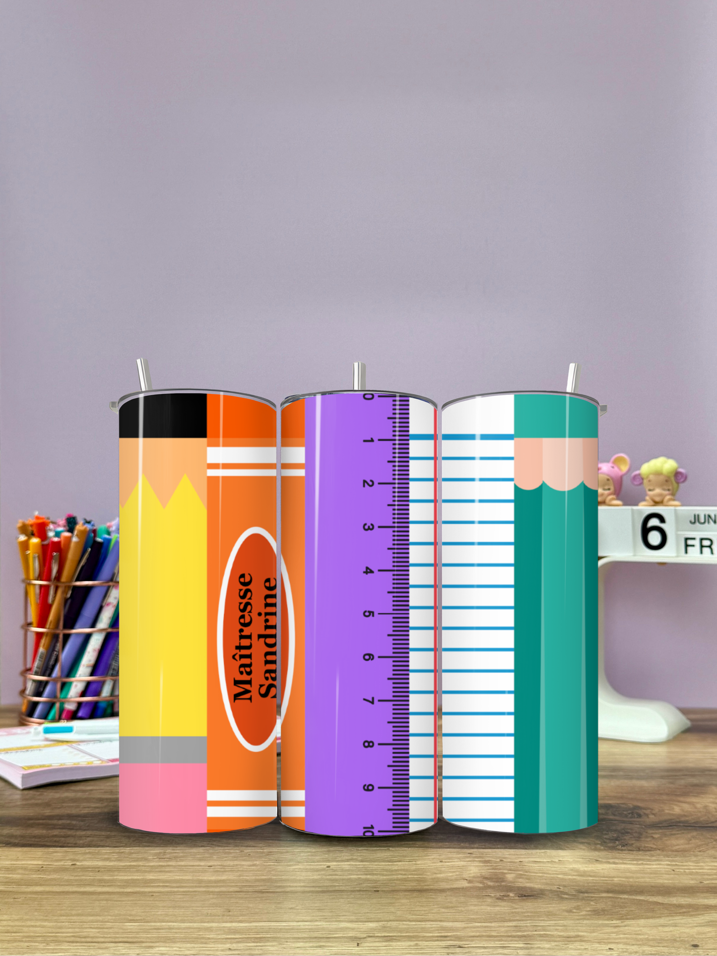 Mug Isotherme 591ml avec Couvercle et Paille - MaĂźtresse Color - Personnalisable