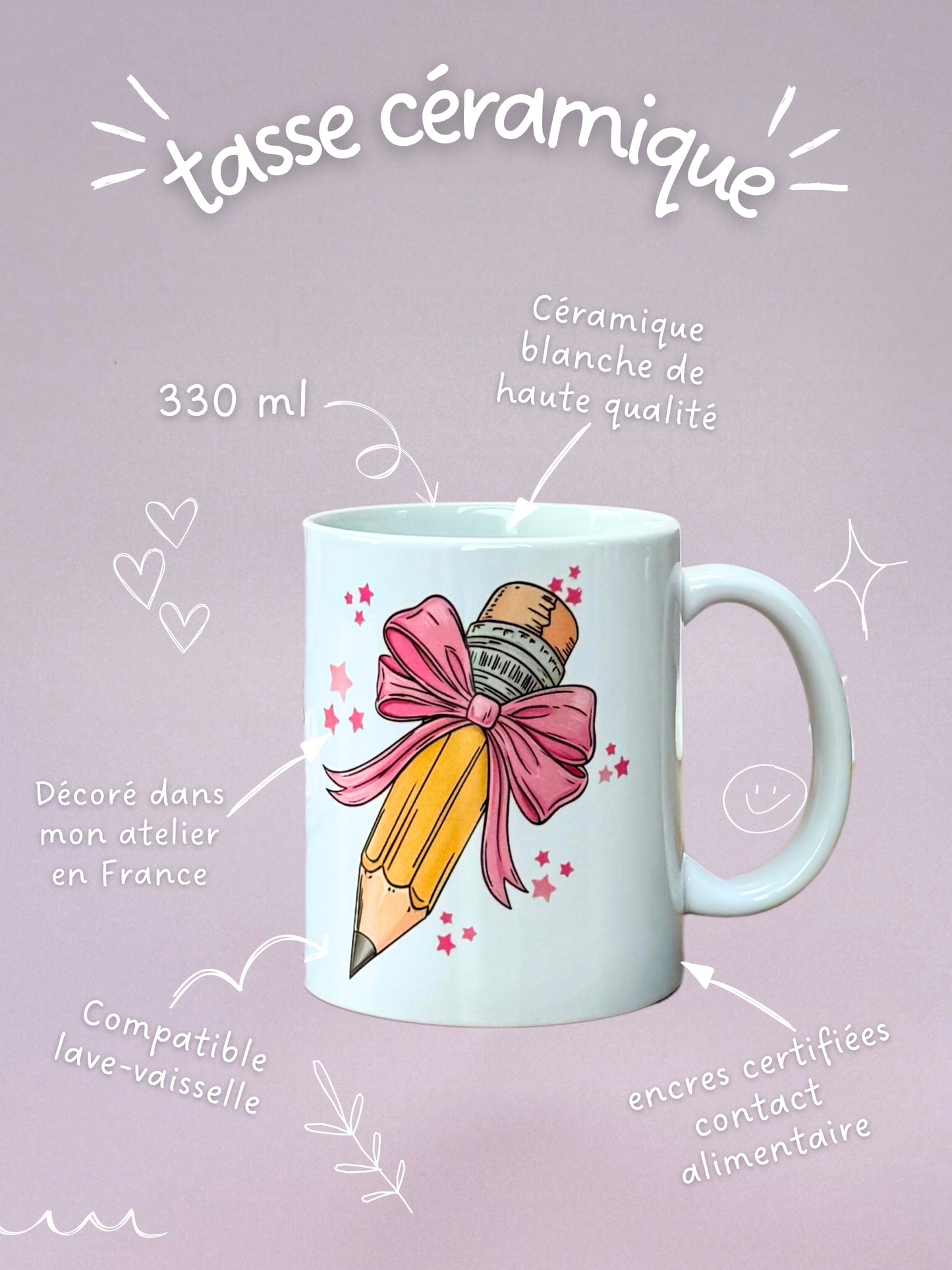 Tasse Céramique 330 ml - Maîtresse Girly - Personnalisable