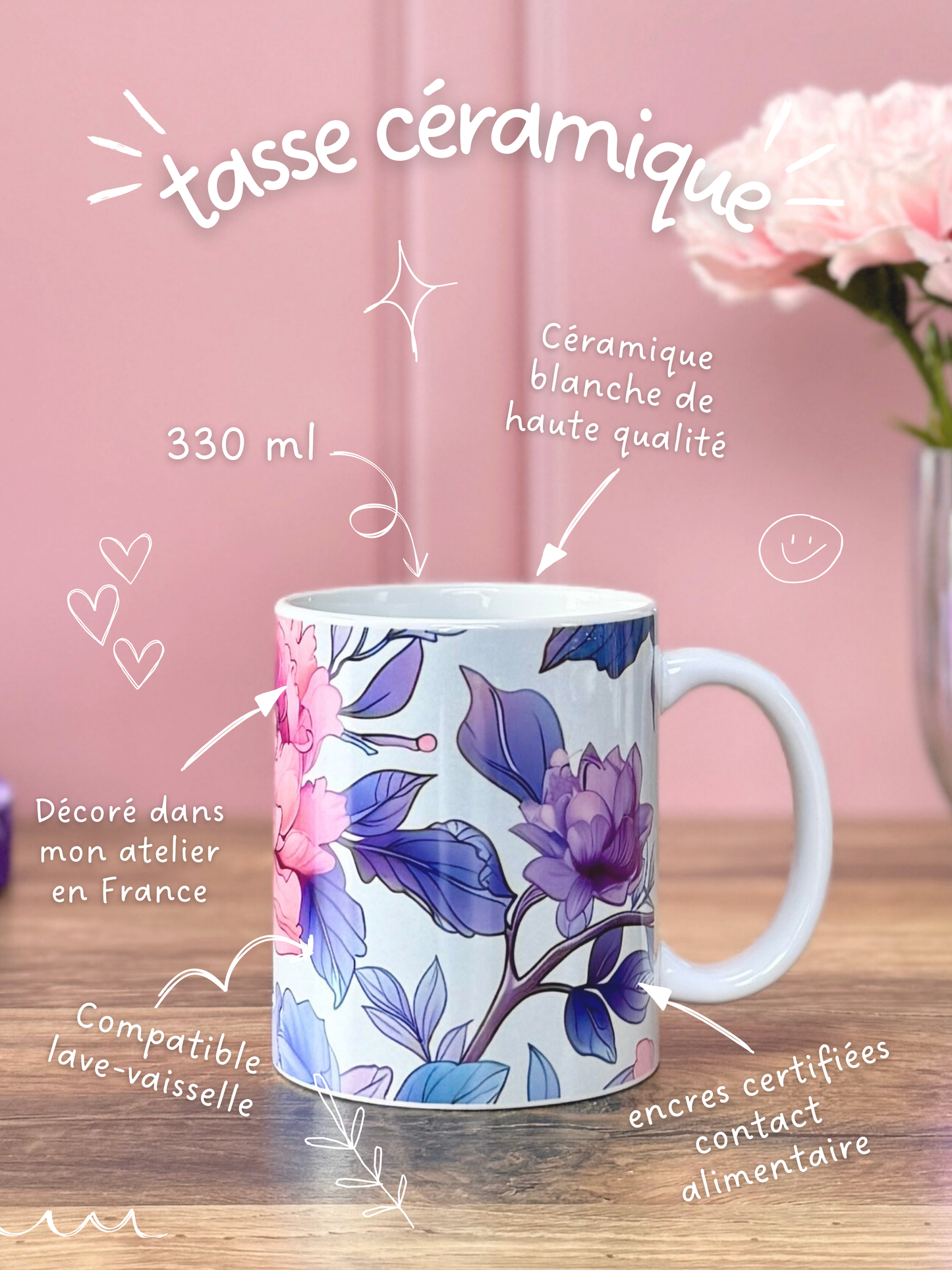 Tasse Céramique 330 ml - Flowers