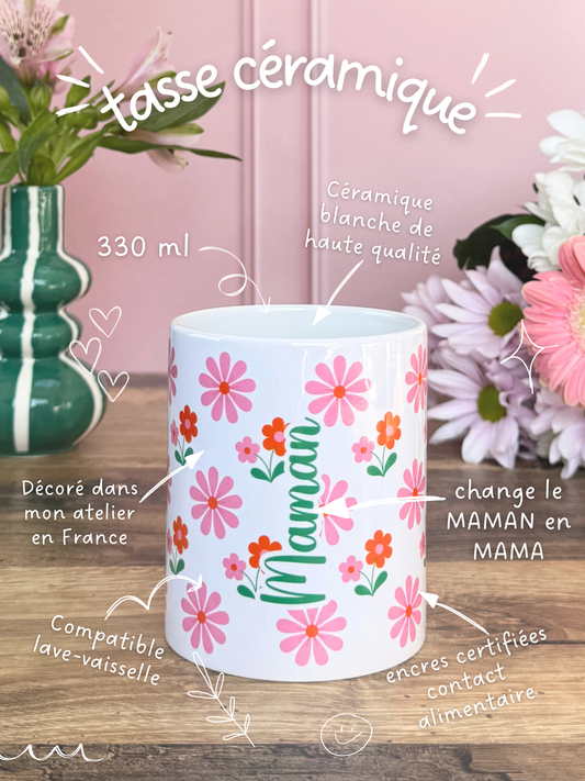 Tasse Céramique 330 ml - Pink Orange Flowers