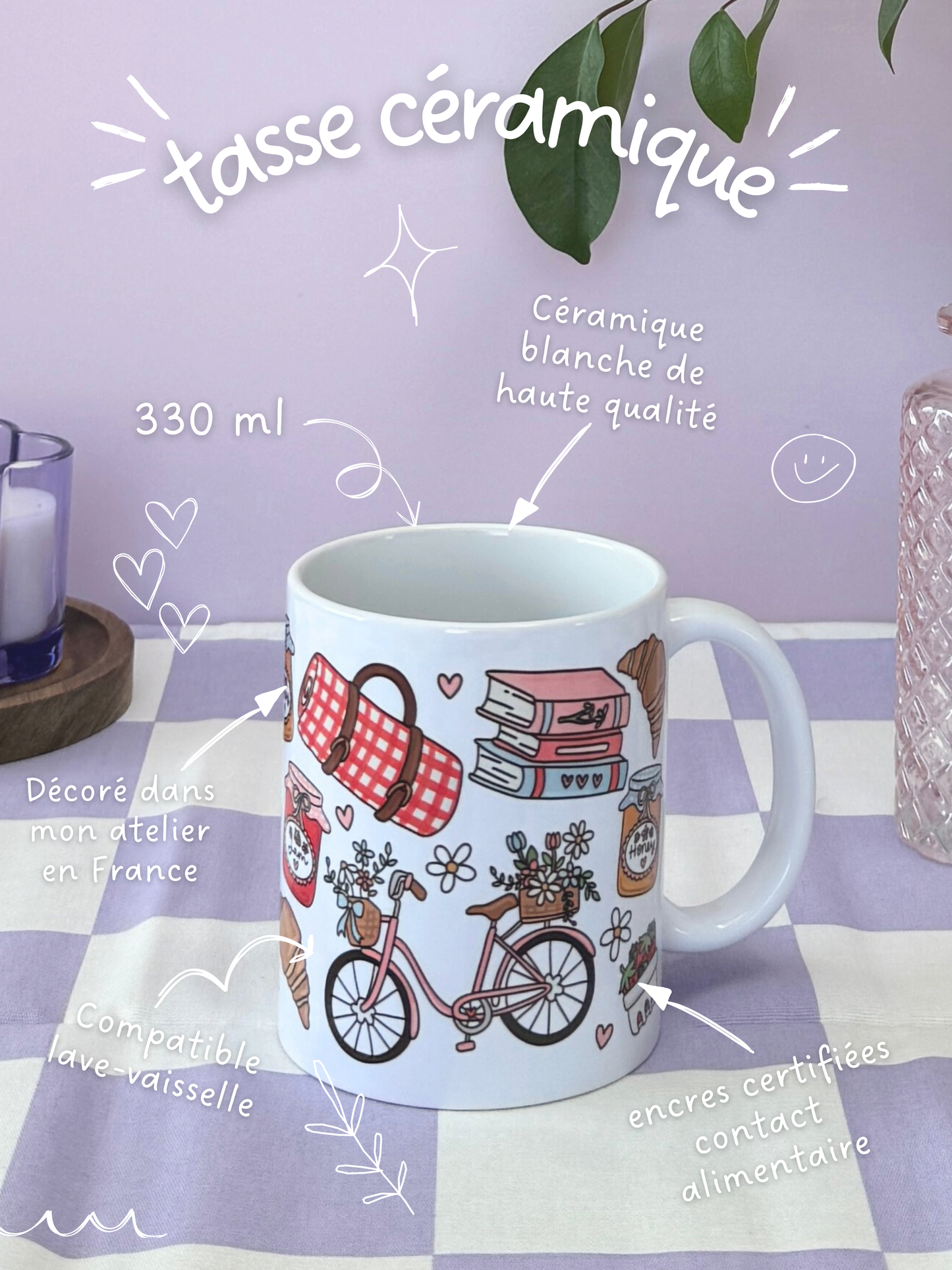 Tasse Céramique 330 ml - RDV pour un Pique-Nique