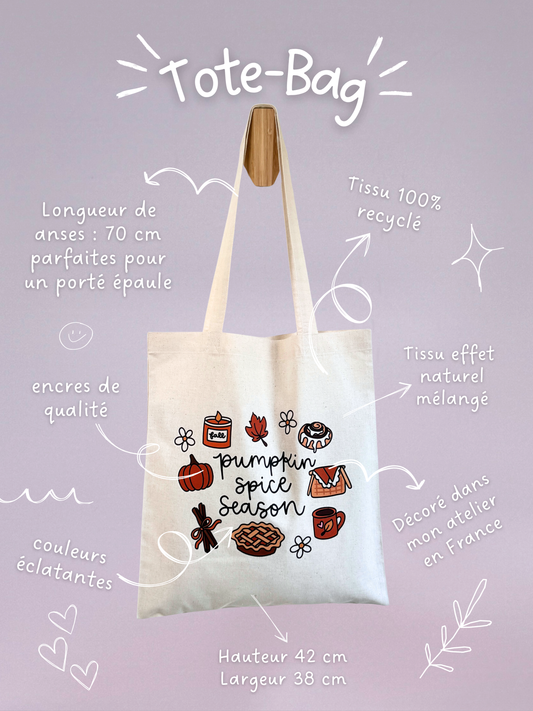 Tote-bag Tissus 100% Recyclé - Pumpkin Spice Season