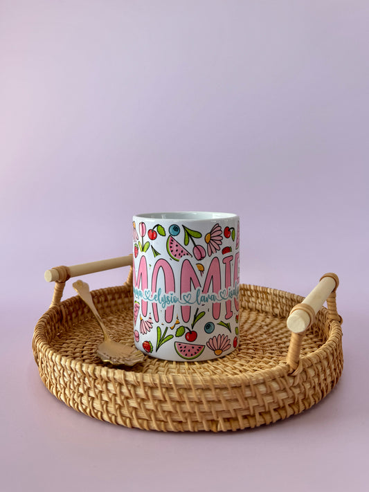 Tasse Céramique 330 ml - Personnalisable - Mamie Fleurs & Fruits