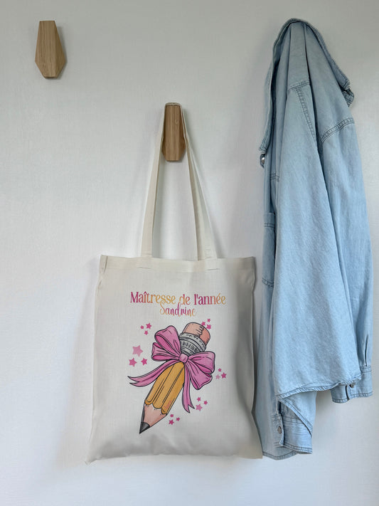 Tote-bag Tissus Recyclé - Maitresse Girly - Personnalisable
