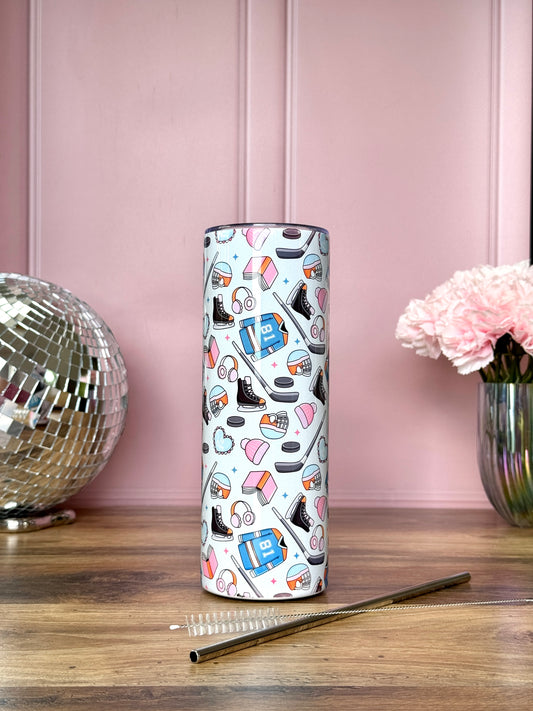 Tumbler Isotherme 591ml avec Couvercle et Paille - Hockey Romance