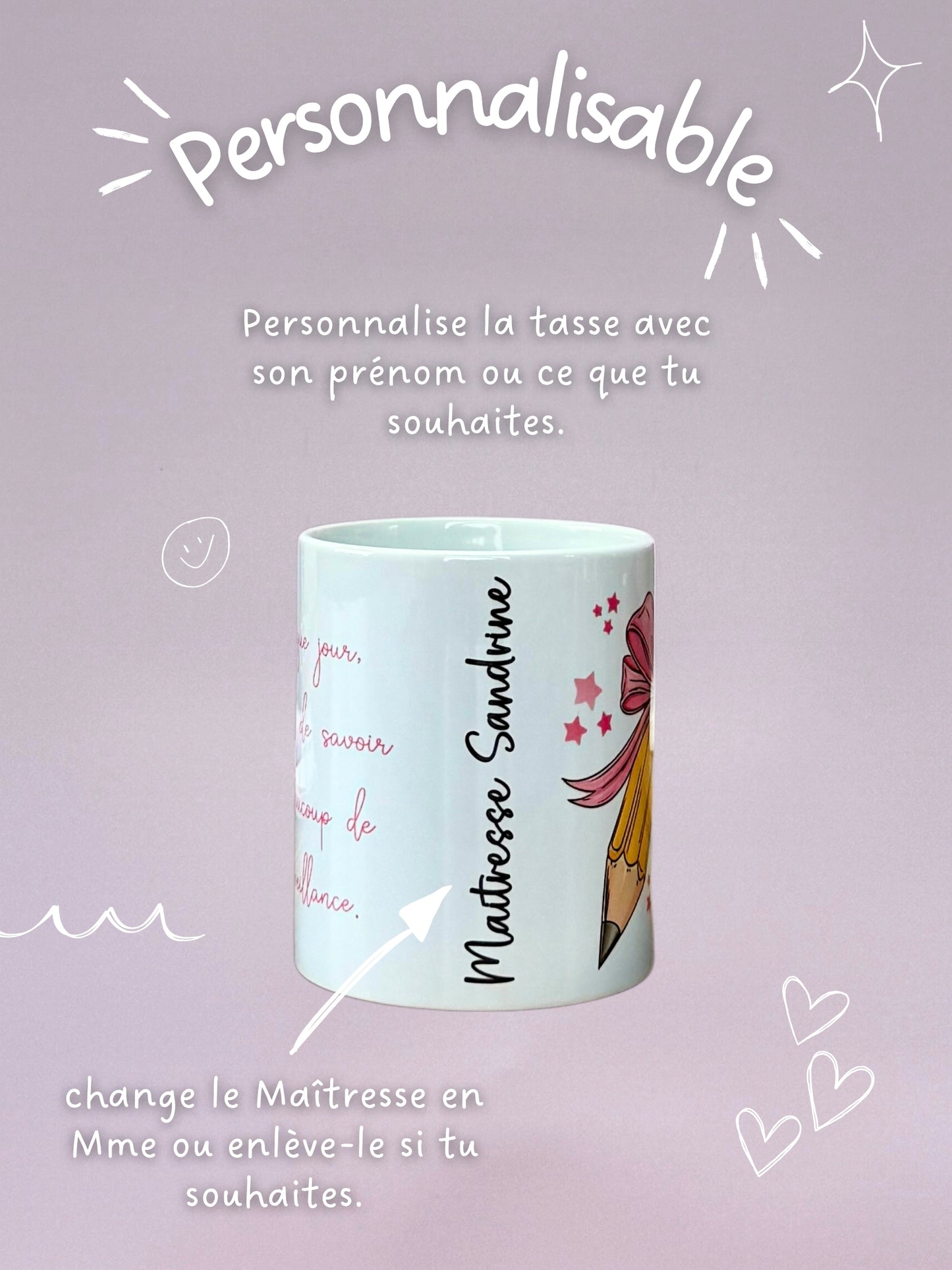 Tasse Céramique 330 ml - Maîtresse Girly - Personnalisable