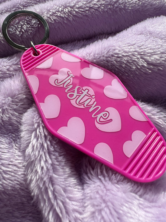 Porte-clé Motel - Cœurs Prénom - Personnalisable