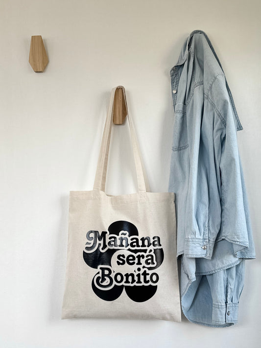 Tote-bag Tissus 100% Recyclé - Mañana Sera Bonito Noir