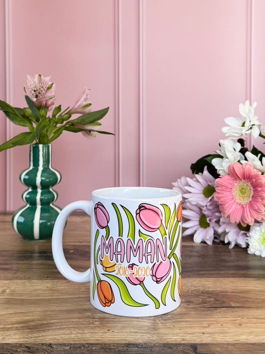 Tasse Céramique 330 ml - Maman Tulipes - Personnalisable