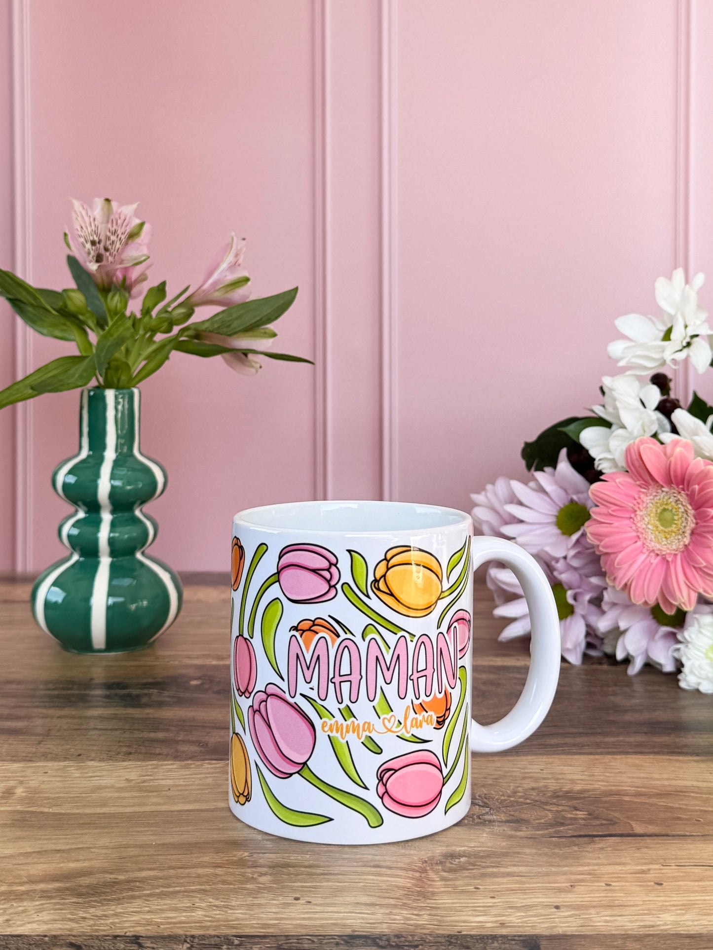 Tasse Céramique 330 ml - Maman Tulipes - Personnalisable