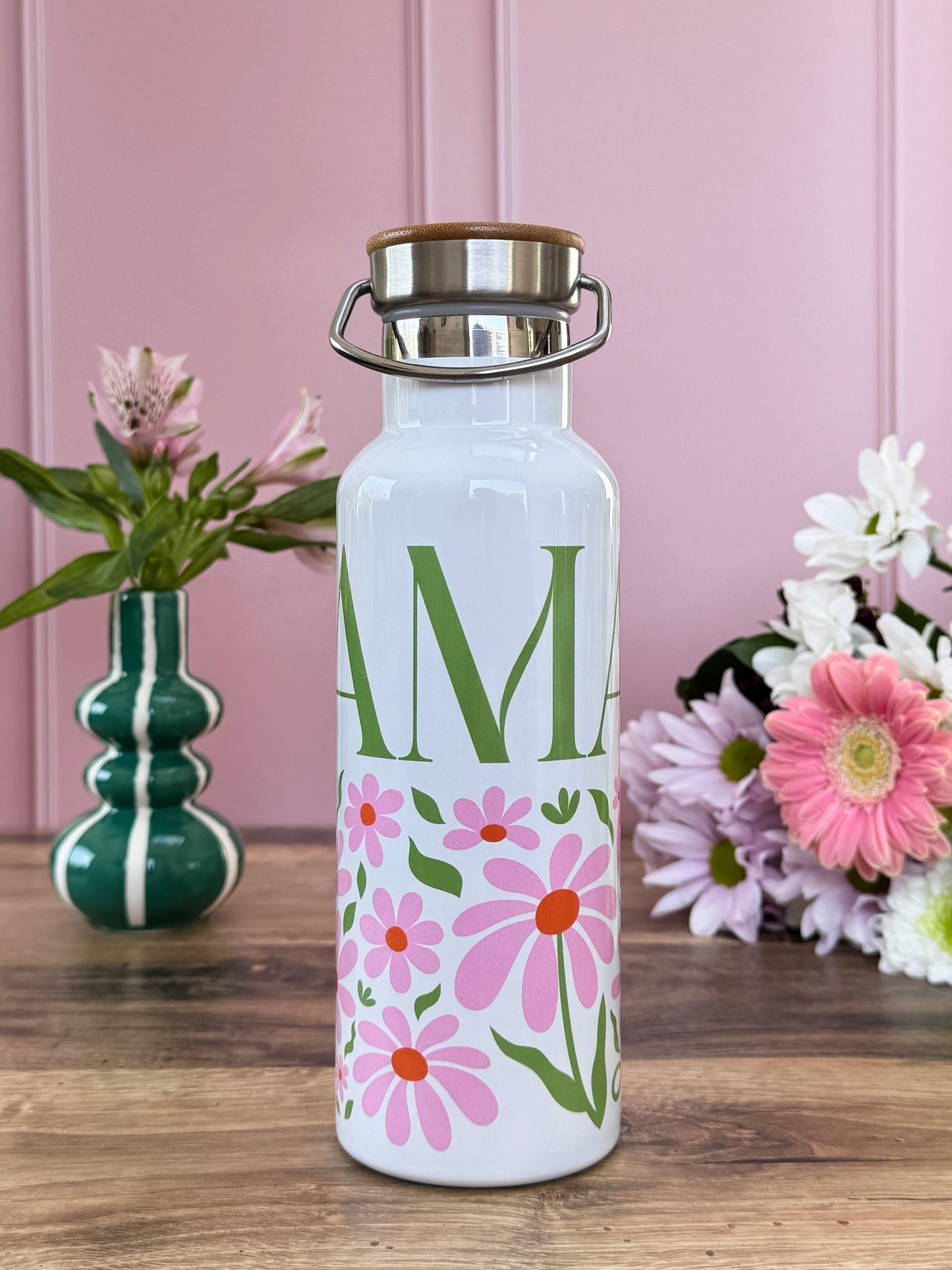 Gourde Isotherme 500 ml - Maman - Fleurs Roses