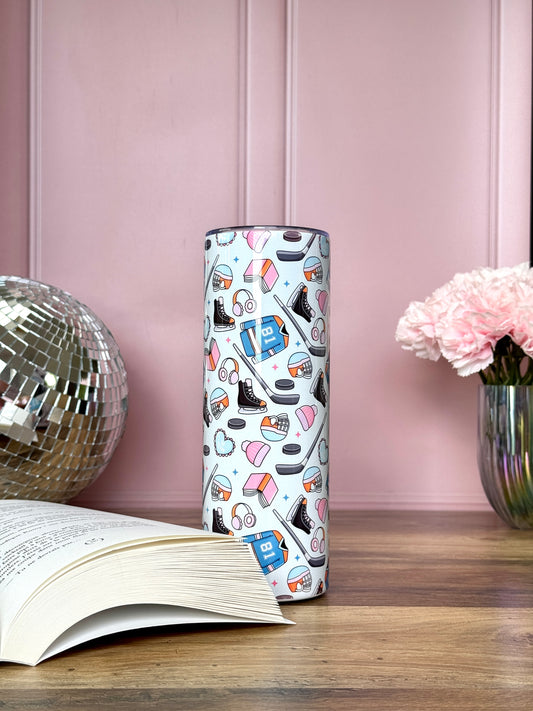Tumbler Isotherme 591ml avec Couvercle et Paille - Hockey Romance