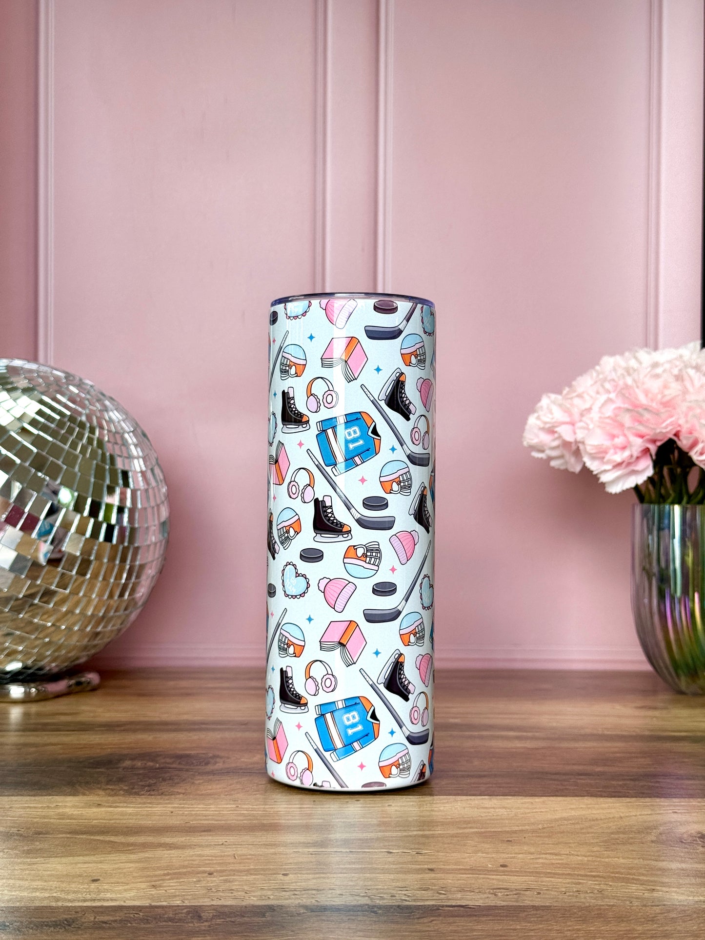 Tumbler Isotherme 591ml avec Couvercle et Paille - Hockey Romance