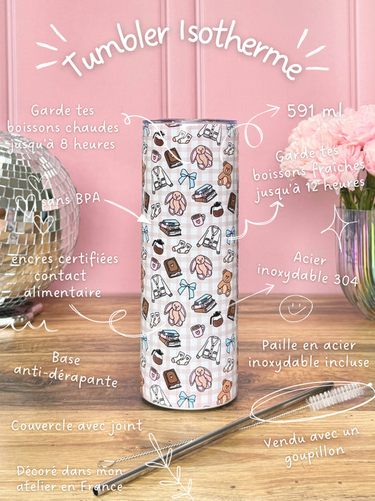 Tumbler Isotherme 591ml avec Couvercle et Paille - The Homebody Club