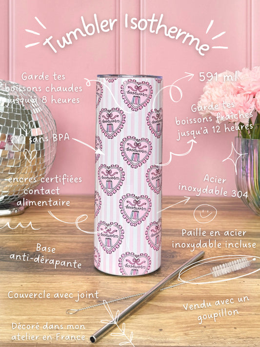Tumbler Isotherme 591ml avec Couvercle et Paille - Bookworm