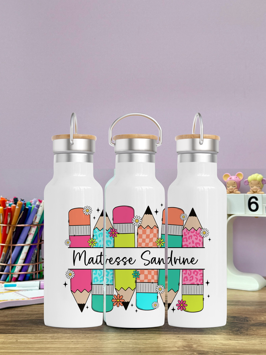 Gourde Isotherme 500 ml - Maîtresse Aux Crayons - Personnalisable