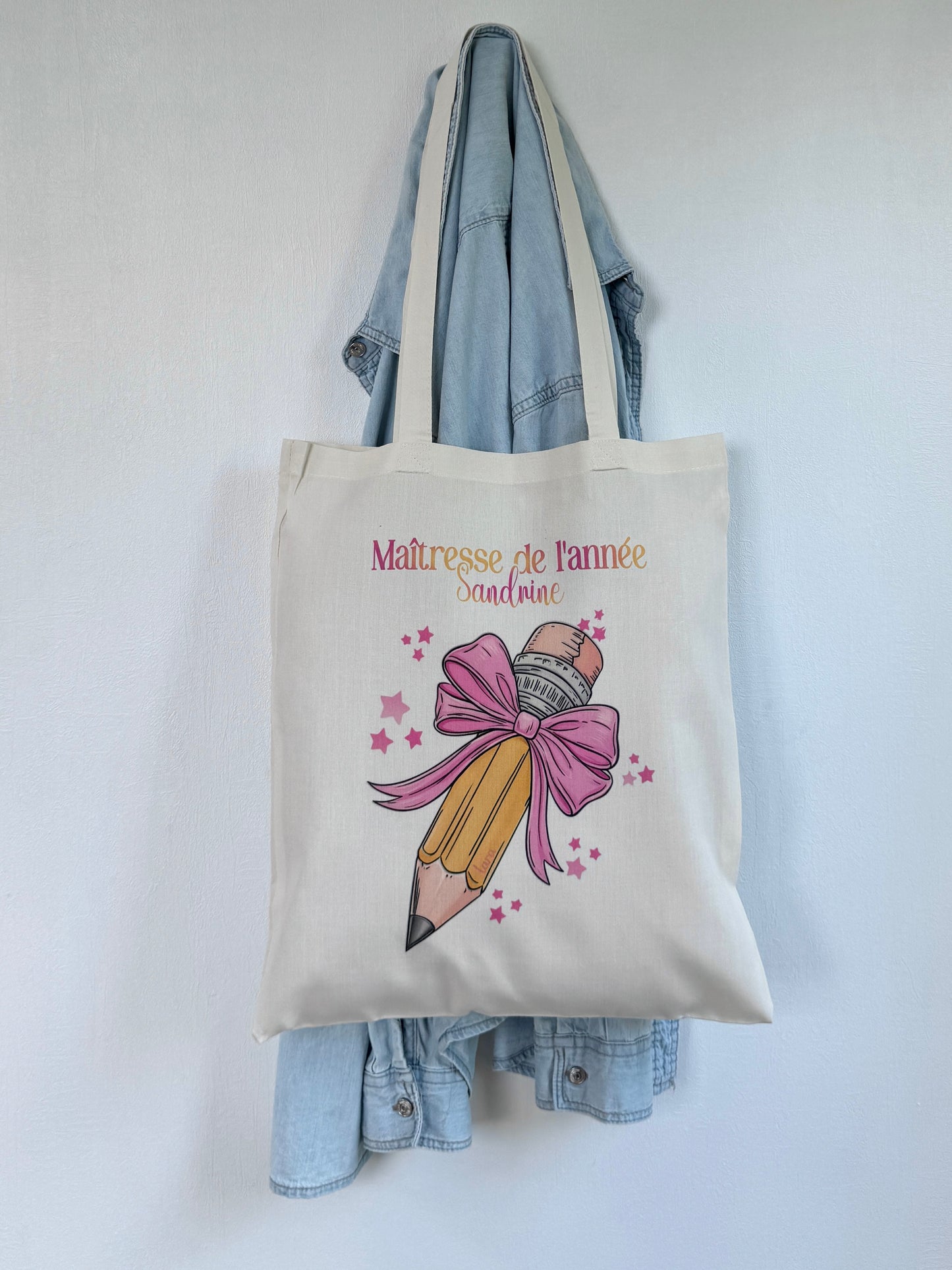Tote-bag Tissus Recyclé - Maitresse Girly - Personnalisable