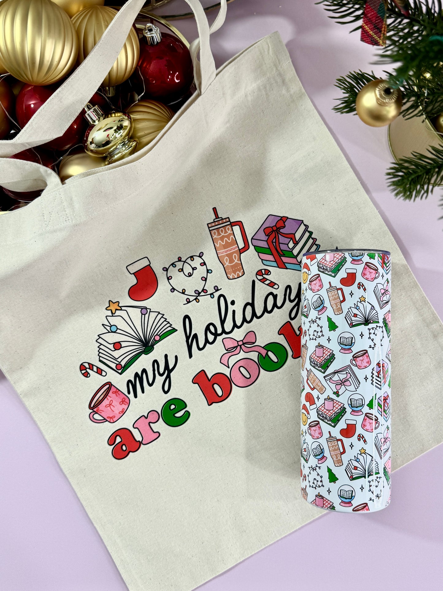 Mug Isotherme 591ml avec Couvercle et Paille - Bookish Christmas