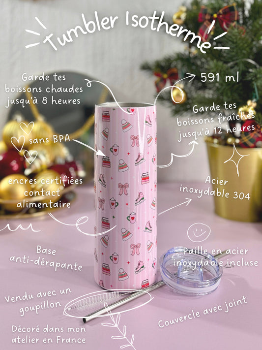 Tumbler Isotherme 591ml avec Couvercle et Paille - Winter Girl