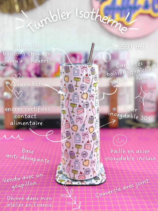 Tumbler Isotherme 591ml avec Couvercle et Paille - Celebrate Yourself
