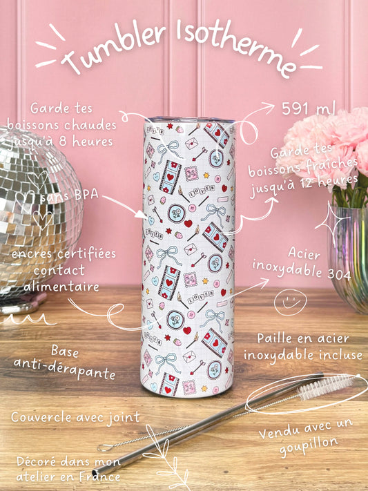 Tumbler Isotherme 591ml avec Couvercle et Paille - The Lover