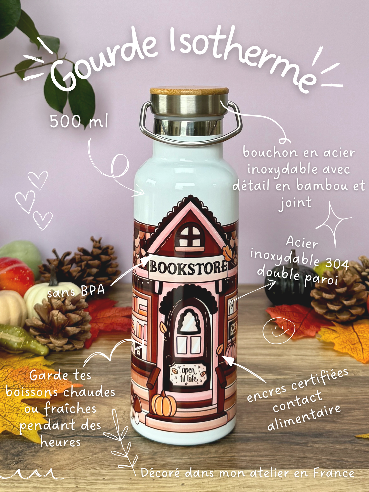 Gourde Isotherme 500 ml - Fall Bookstore