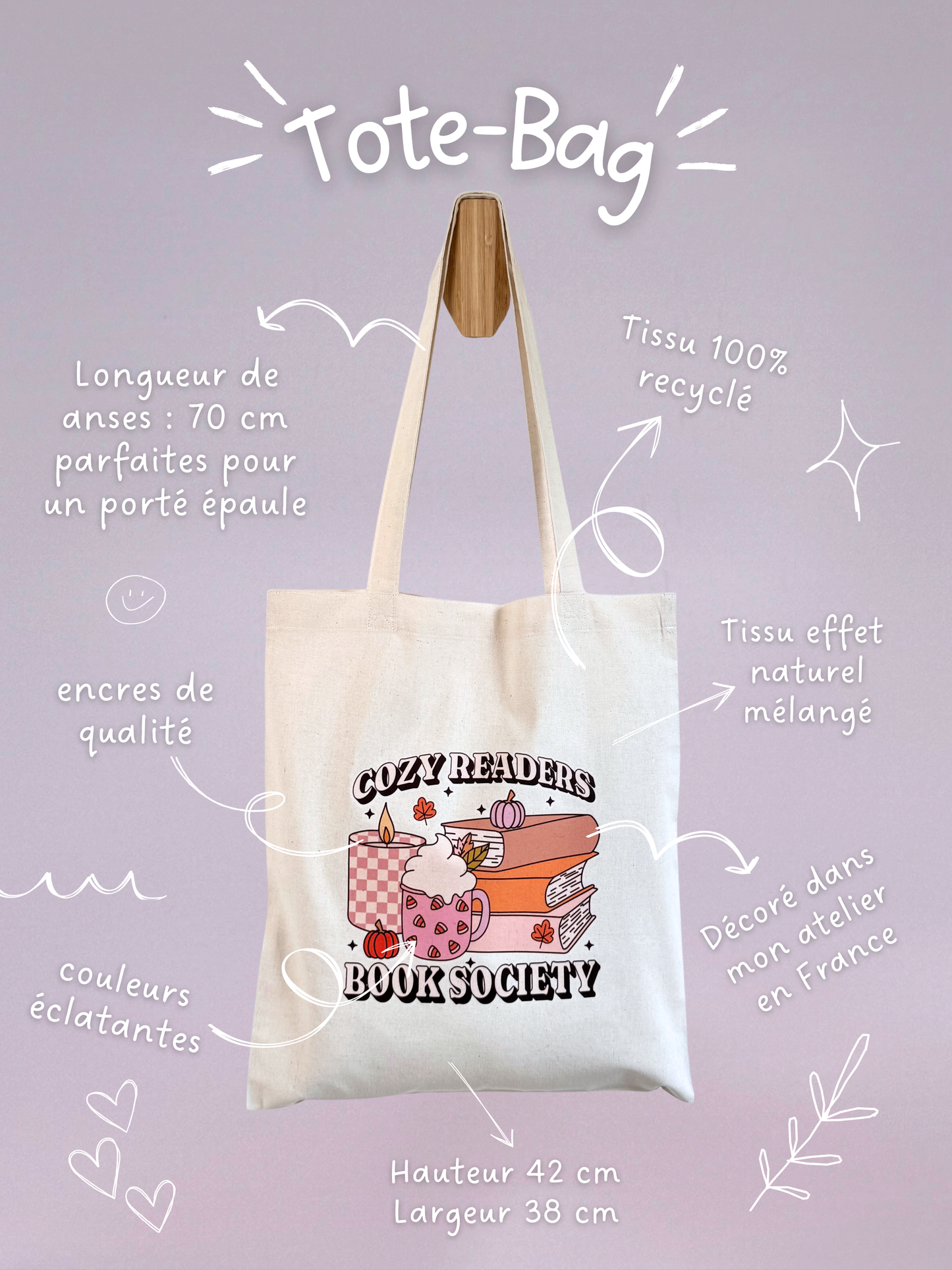 Tote-bag Tissus 100% Recyclé - Cozy Readers
