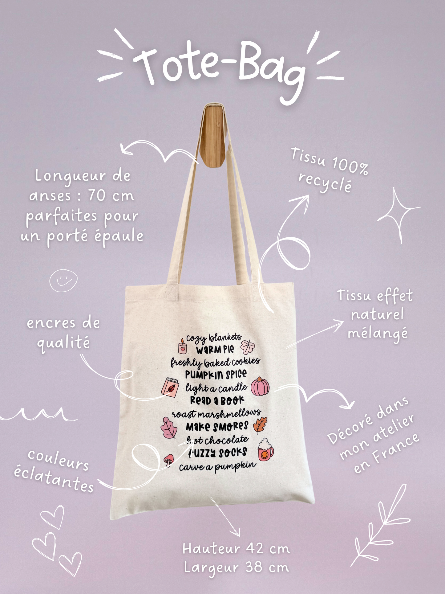 Tote-bag Tissus 100% Recyclé - Fall Cozy List