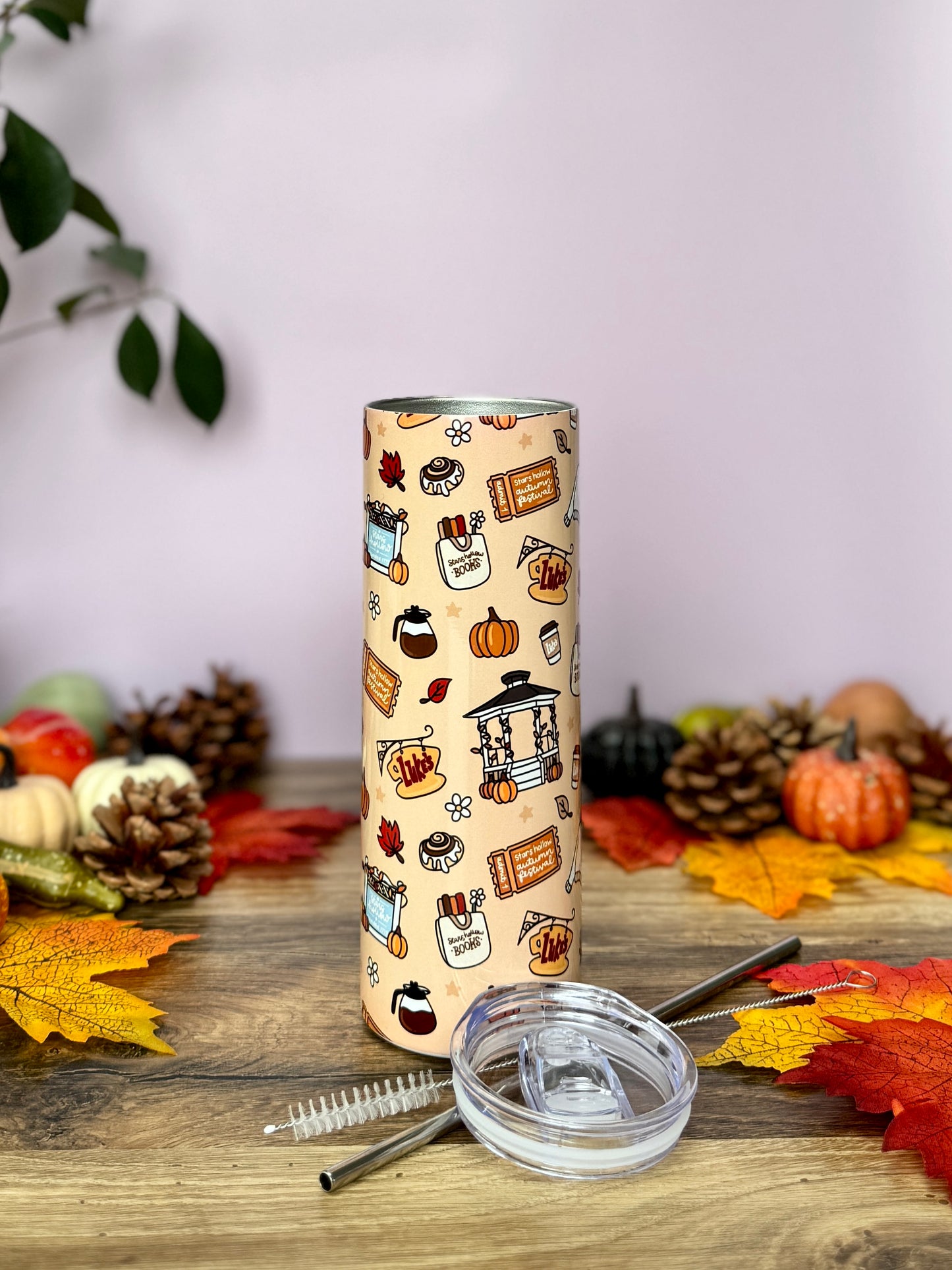 Tumbler Isotherme 591ml avec Couvercle et Paille - Festival D'Automne