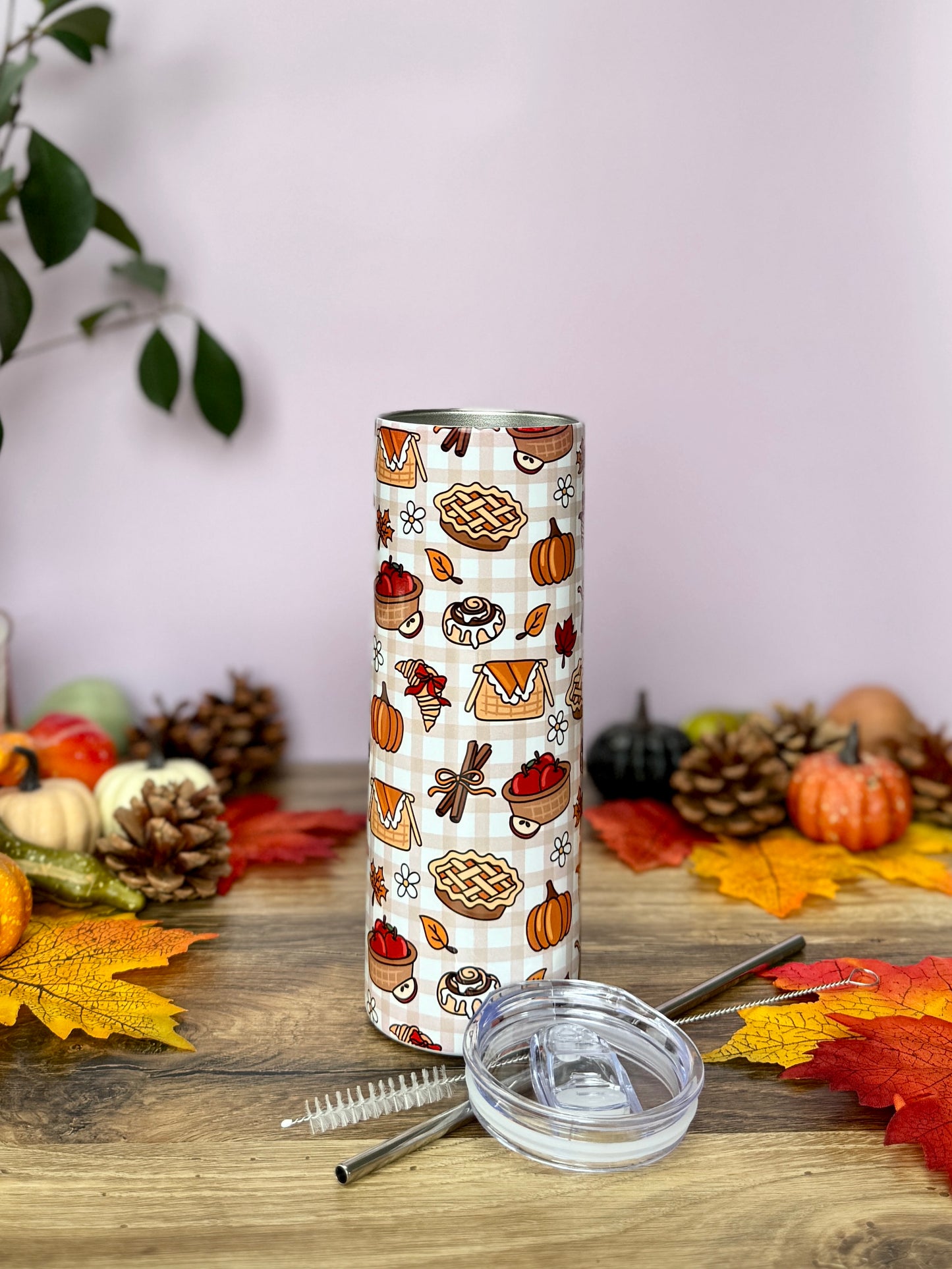 Mug Isotherme 591ml avec Couvercle et Paille - Gourmandises D'Automne