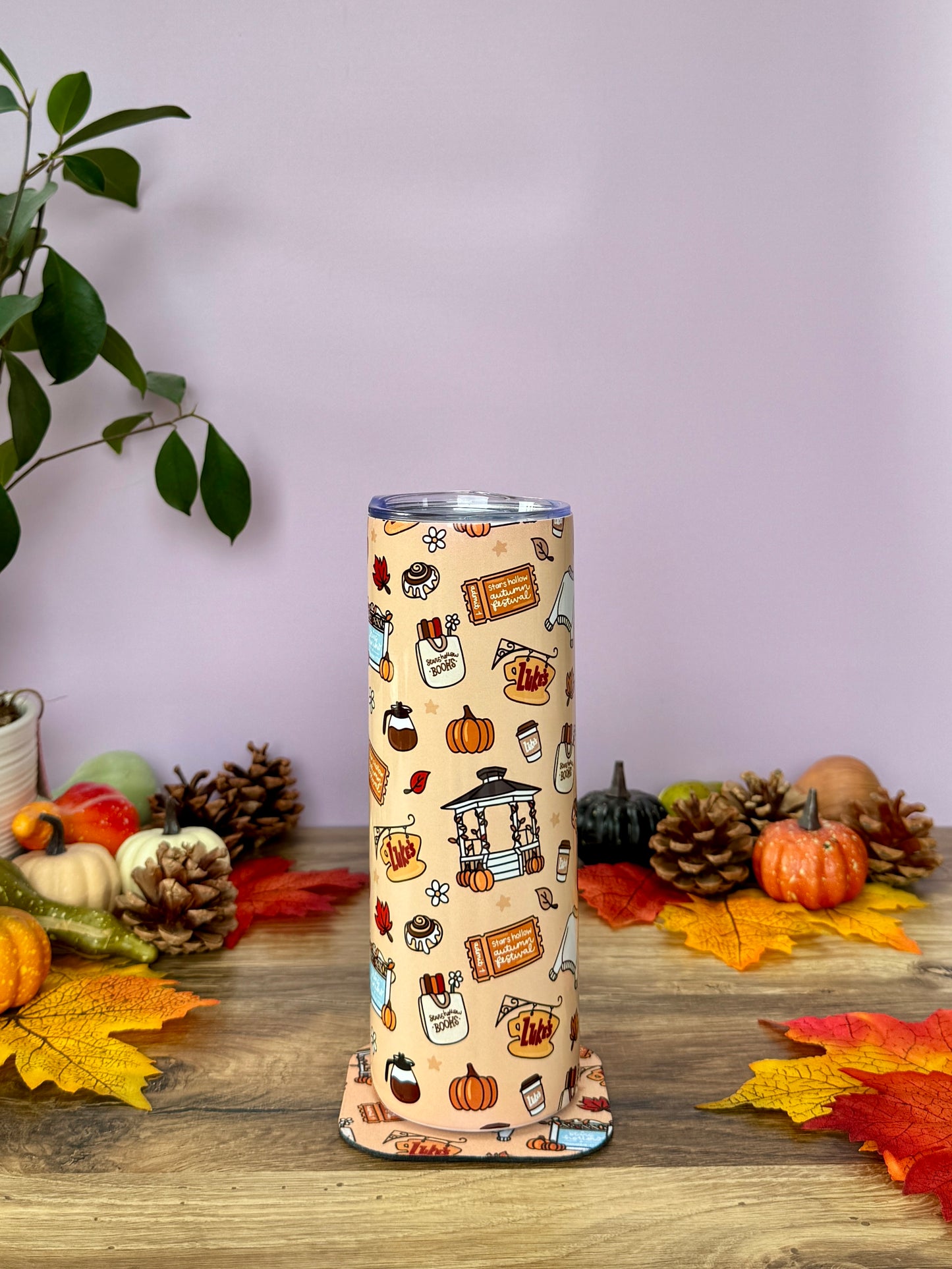 Tumbler Isotherme 591ml avec Couvercle et Paille - Festival D'Automne