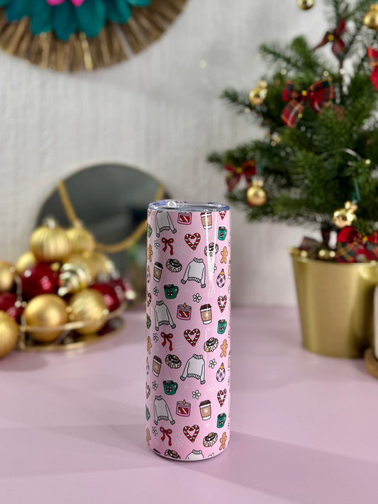 Mug Isotherme 591ml avec Couvercle et Paille - Christmas Girly