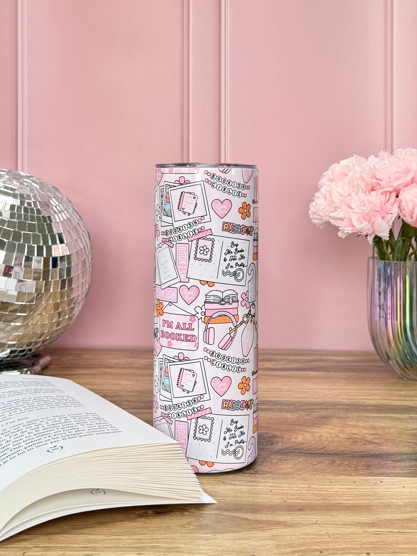 Tumbler Isotherme 591ml avec Couvercle et Paille - Book Mood