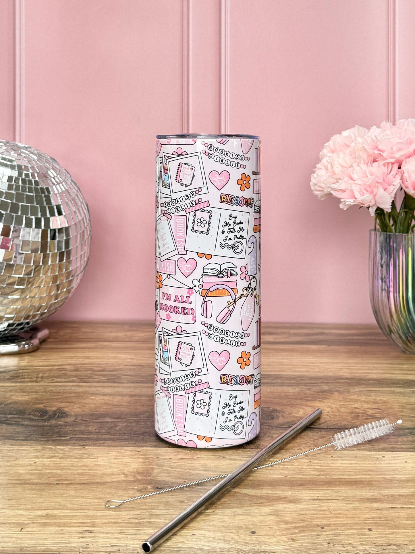 Tumbler Isotherme 591ml avec Couvercle et Paille - Book Mood