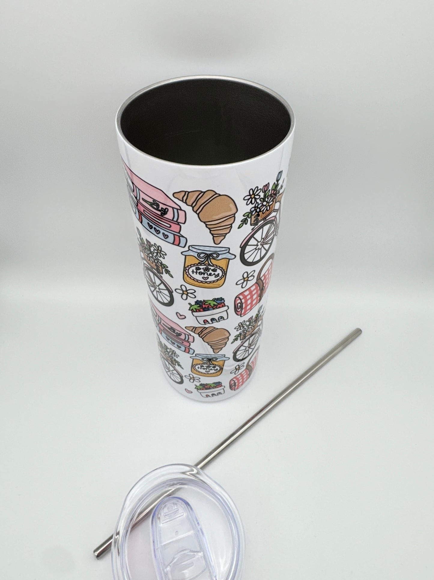 Mug Isotherme 591ml avec Couvercle et Paille - RDV pour un Pique-Nique