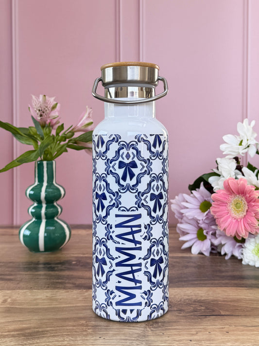 Gourde Isotherme 500 ml - Maman - Noeuds Bleus