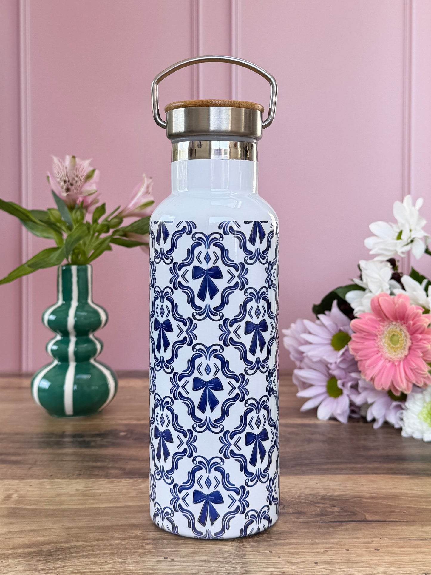 Gourde Isotherme 500 ml - Maman - Noeuds Bleus - Personnalisable
