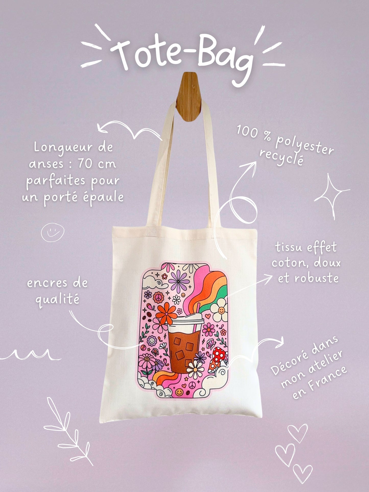 Tote-bag Tissus Recyclé - Iced Coffee Lover