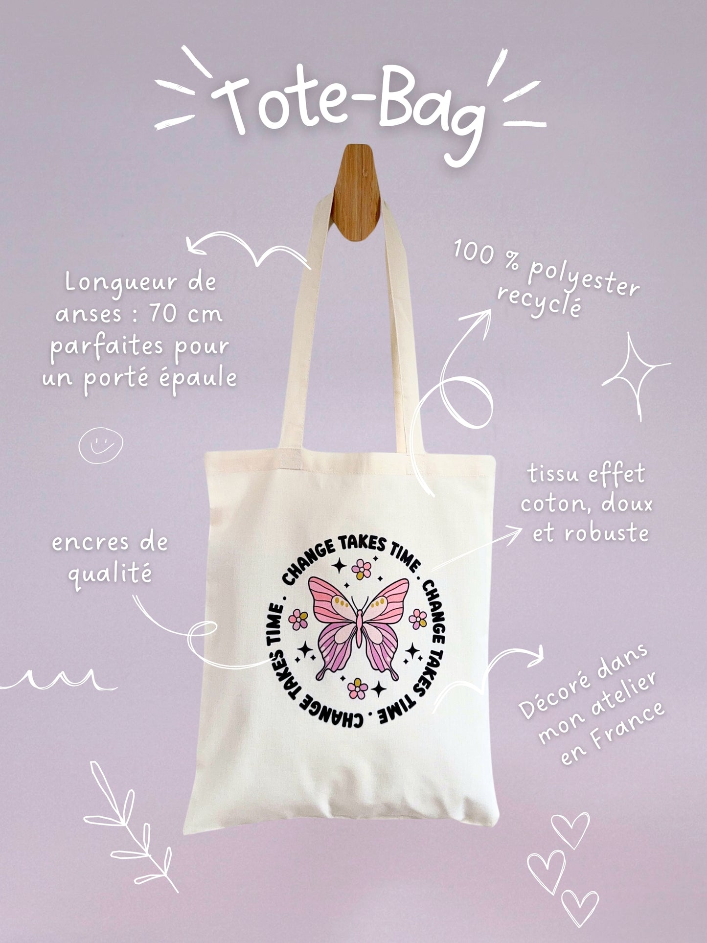 Tote-bag Tissus Recyclé - Change Takes Time