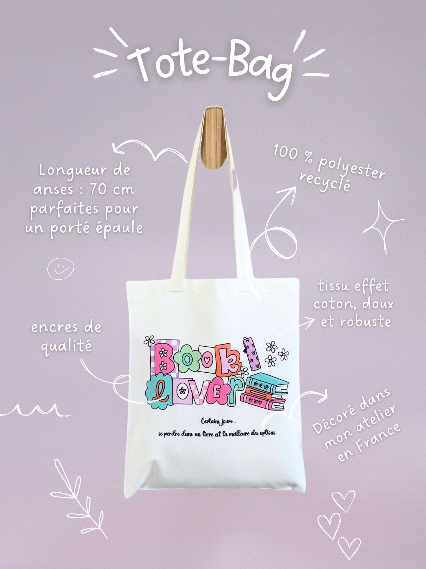 Tote-bag Tissus Recyclé - Book Lover